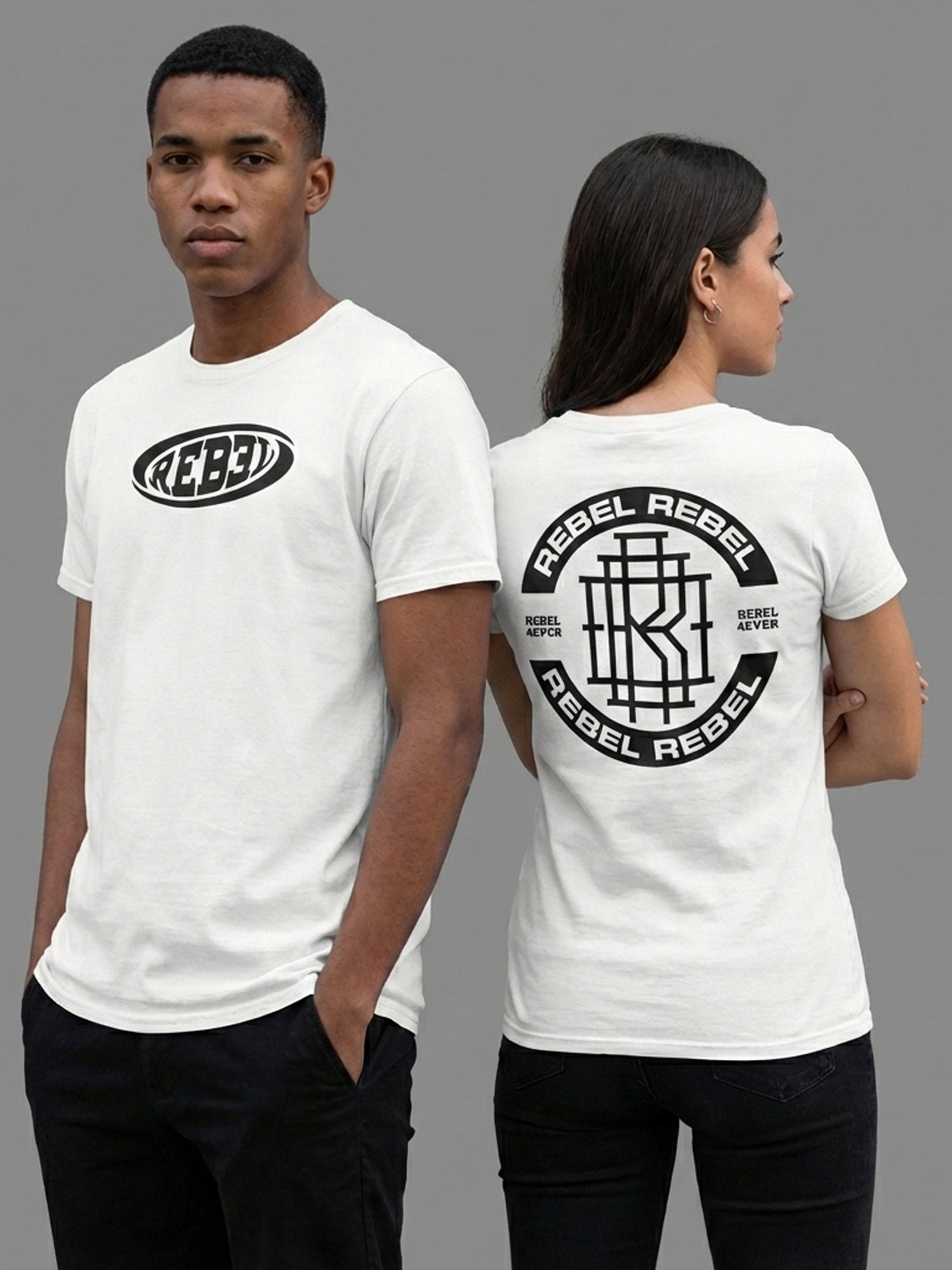 Rebel Logo One - Short Sleeve Crew Neck (White)