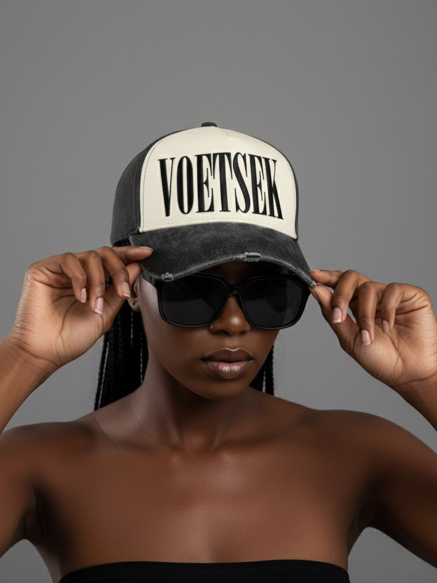 Voetsek Logo One - Washed Trucker Cap (Black)