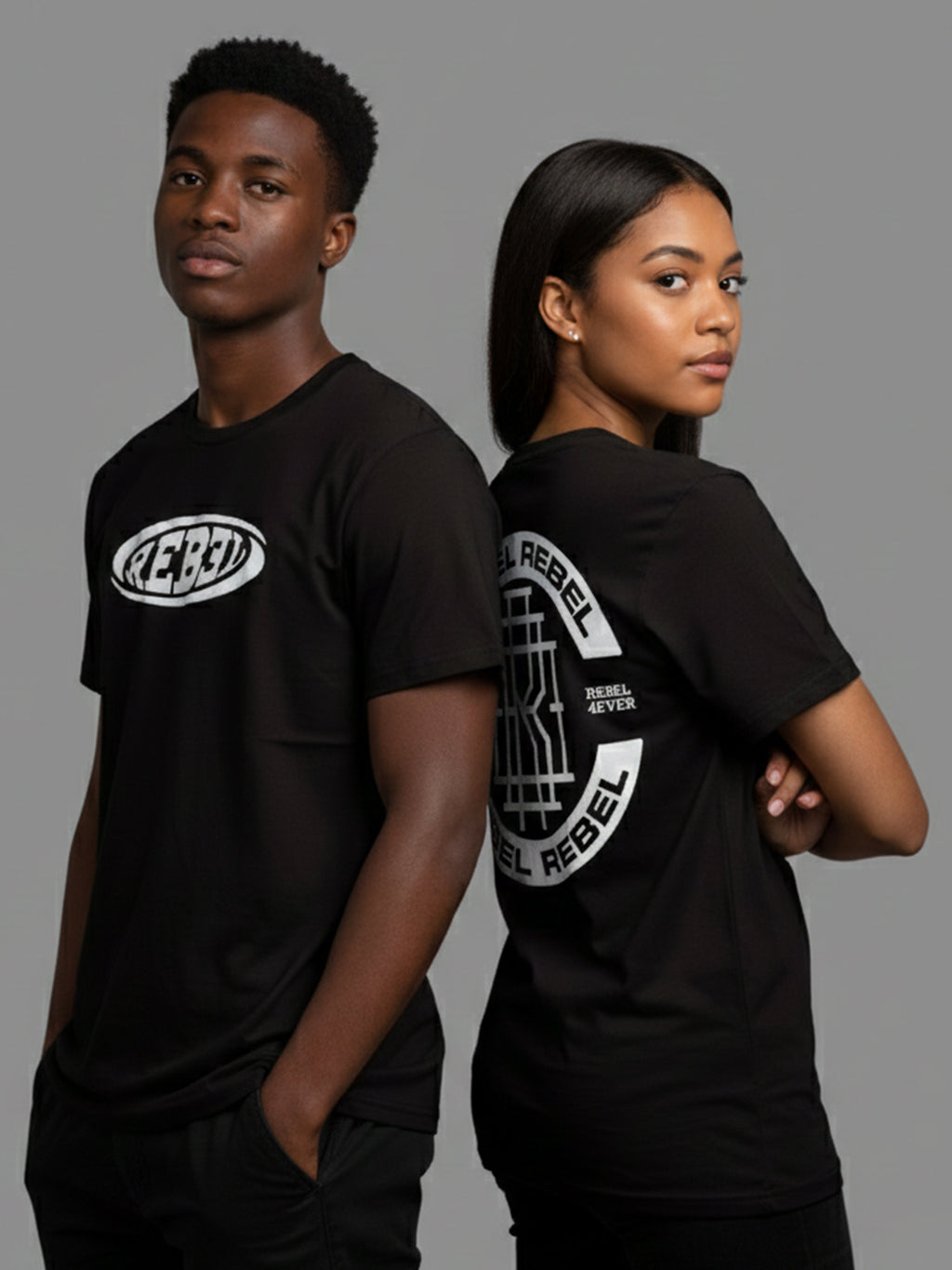 Rebel Logo One - Short Sleeve Crew Neck (Black)