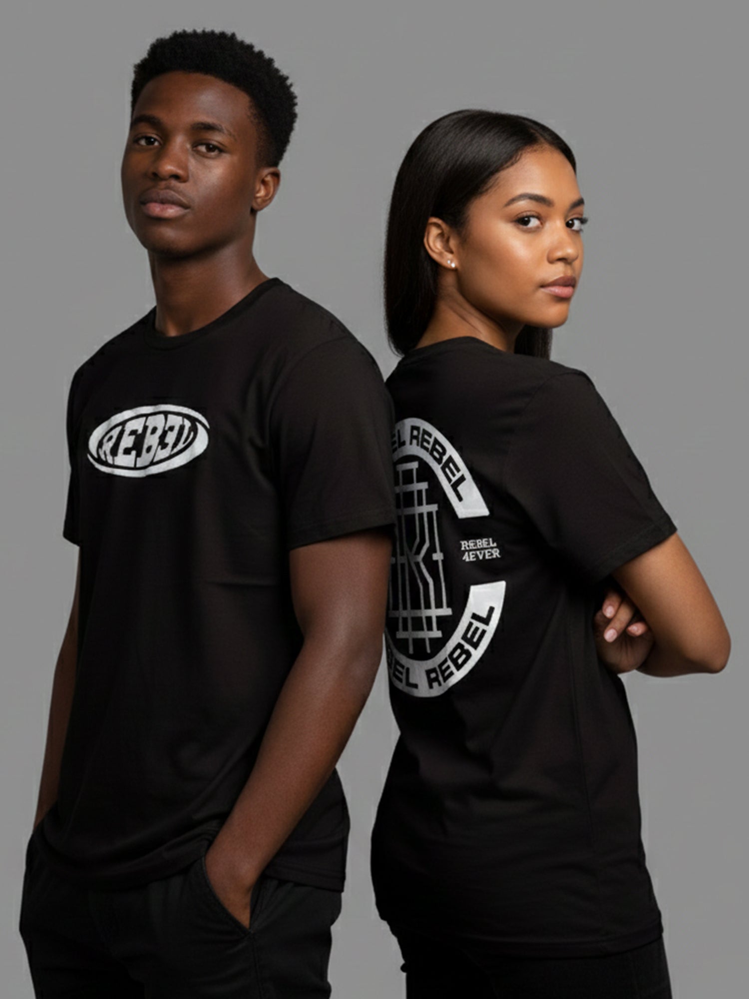 Rebel Logo One - Short Sleeve Crew Neck (Black)
