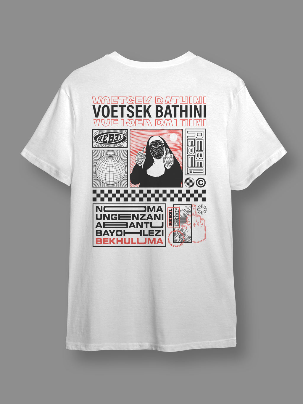 Voetsek Bathini Nun Graphic One - Short Sleeve Crew Neck (White)