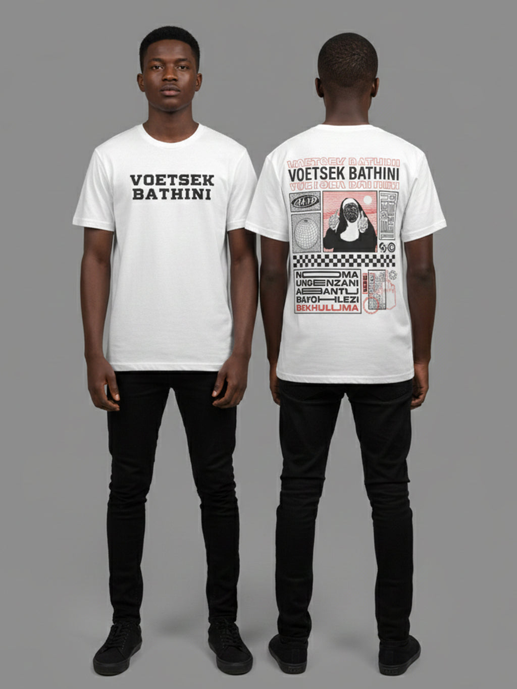 Voetsek Bathini Nun Graphic One - Short Sleeve Crew Neck (White)
