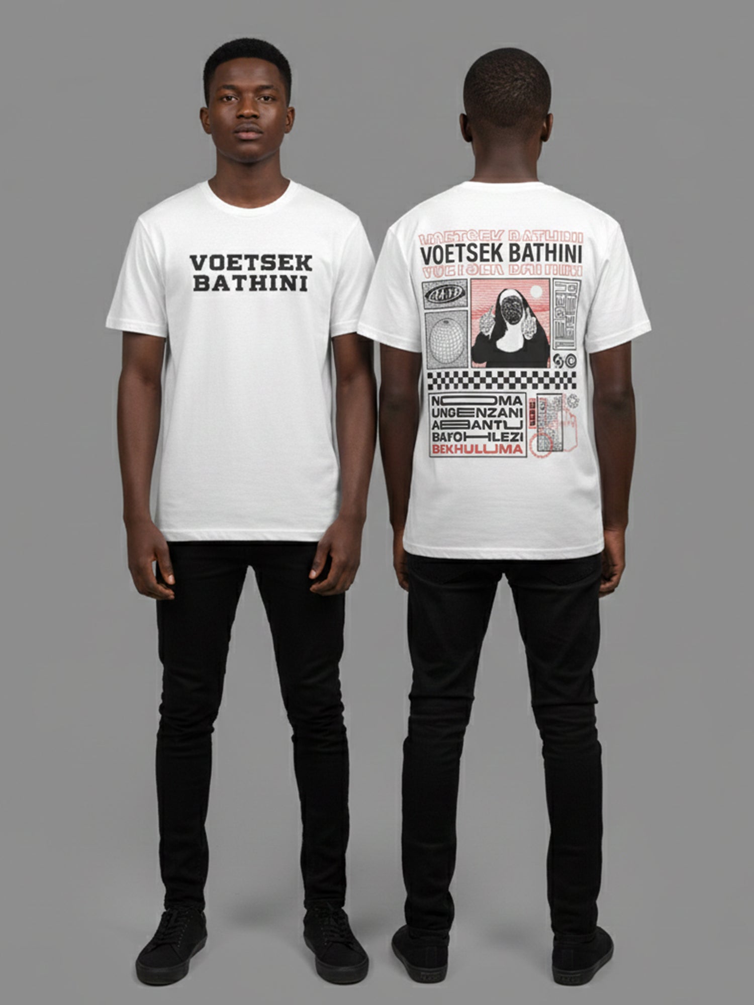 Voetsek Bathini Nun Graphic One - Short Sleeve Crew Neck (White)