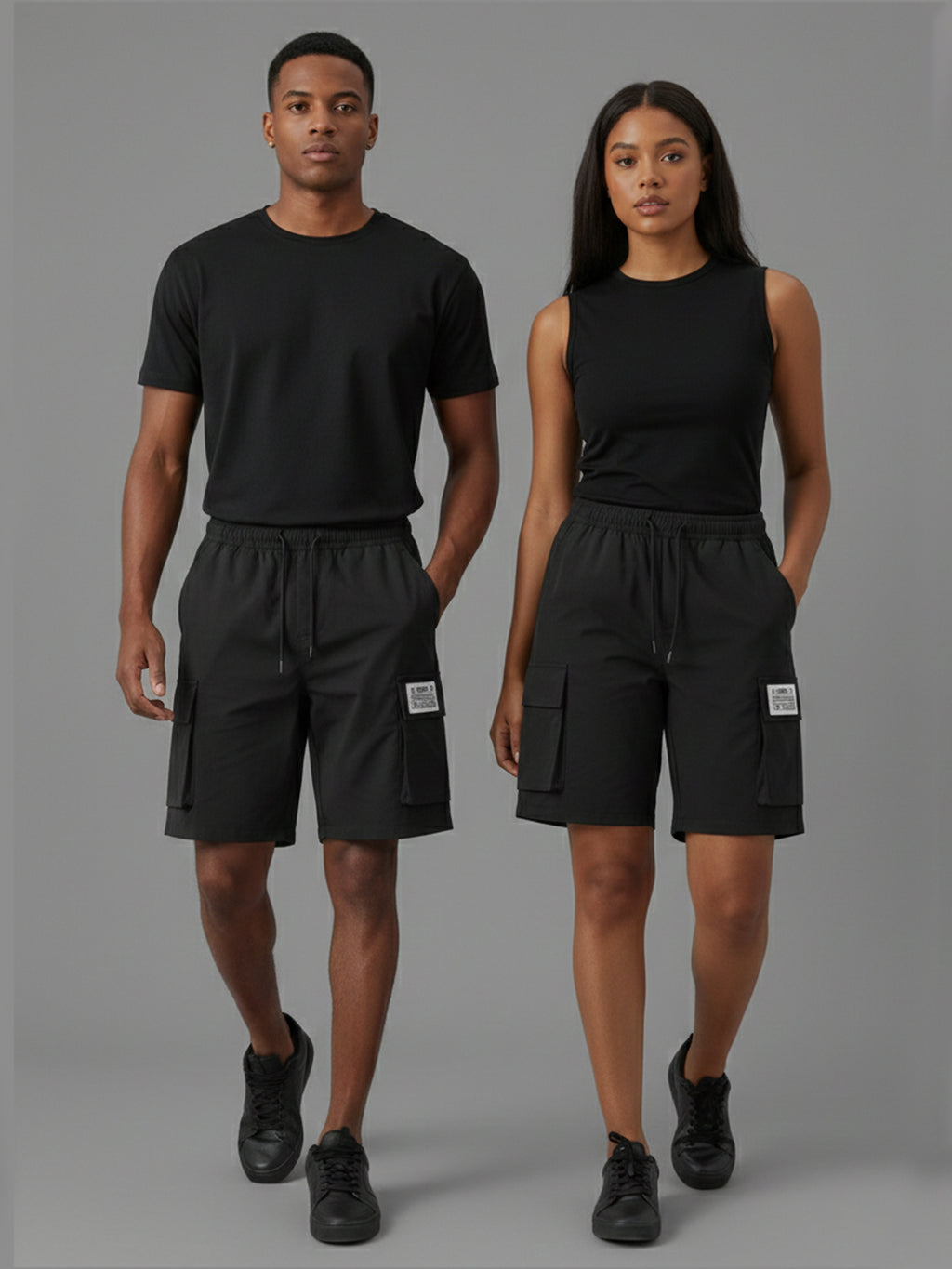 Rebel Logo Three - Cargo Shorts (Black)