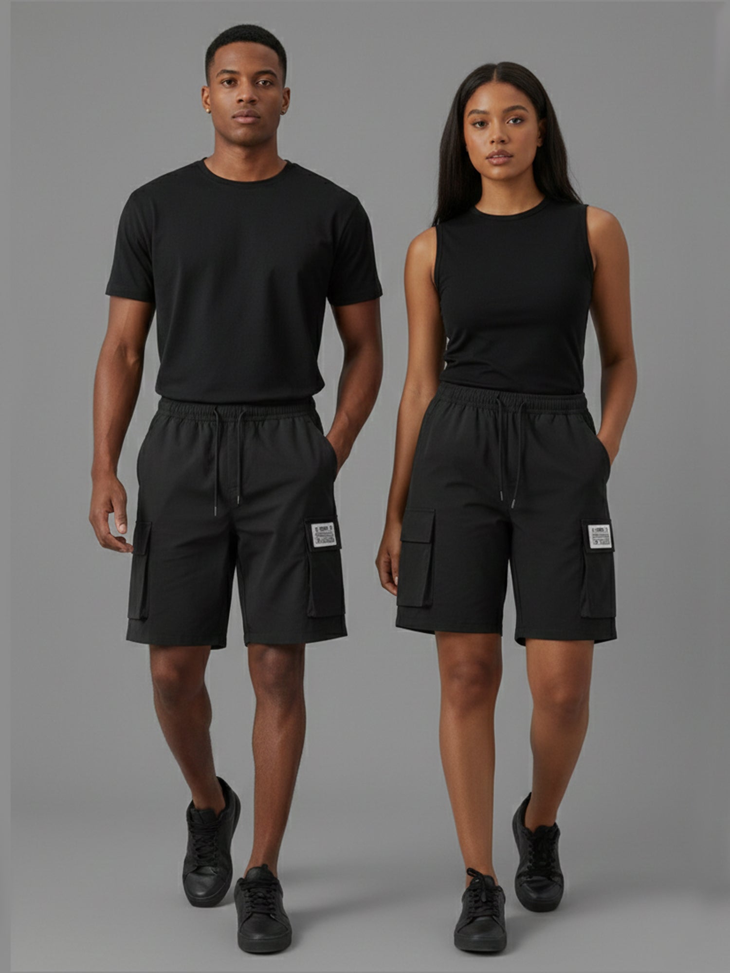 Rebel Logo Three - Cargo Shorts (Black)