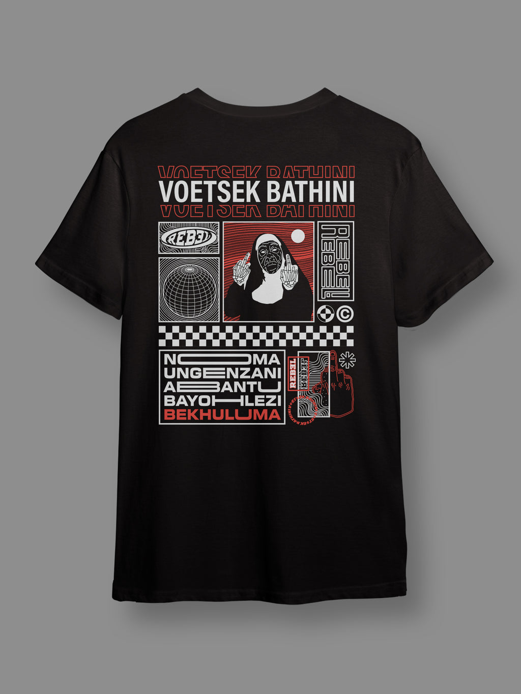 Voetsek Bathini Nun Graphic One - Short Sleeve Crew Neck (Black)