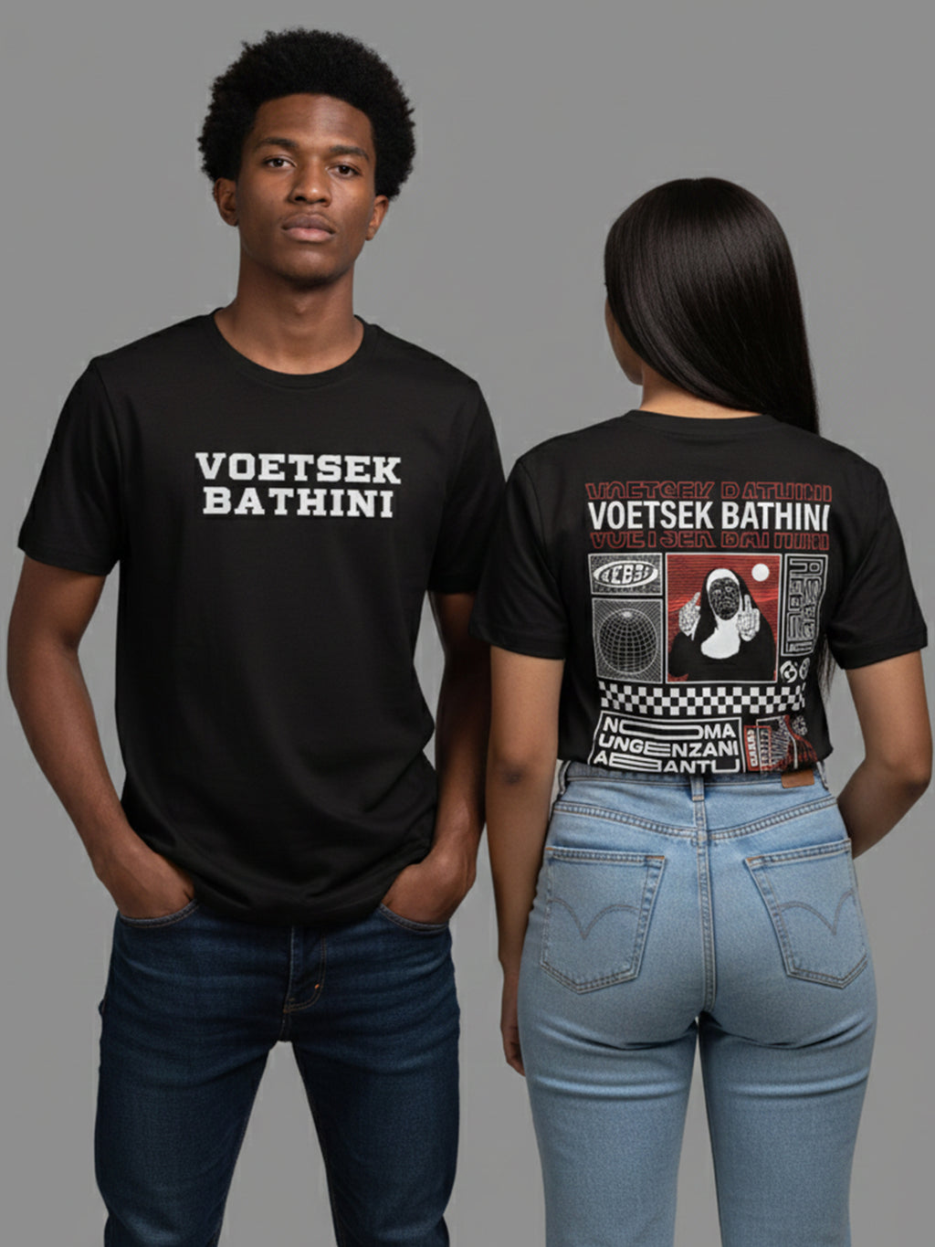 Voetsek Bathini Nun Graphic One - Short Sleeve Crew Neck (Black)