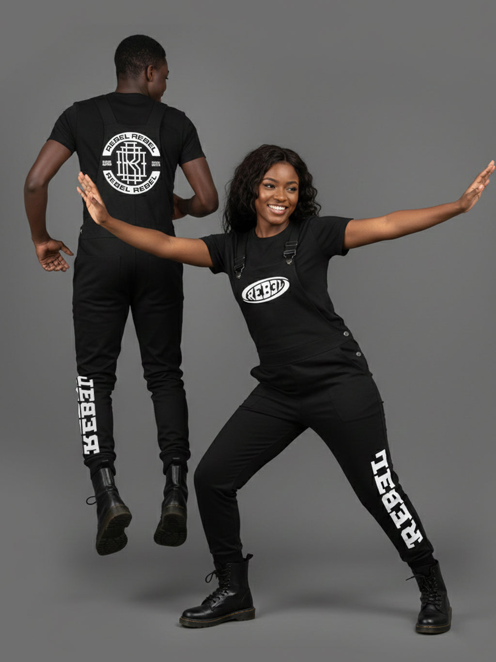 Rebel Logo One - Dungarees (Black)