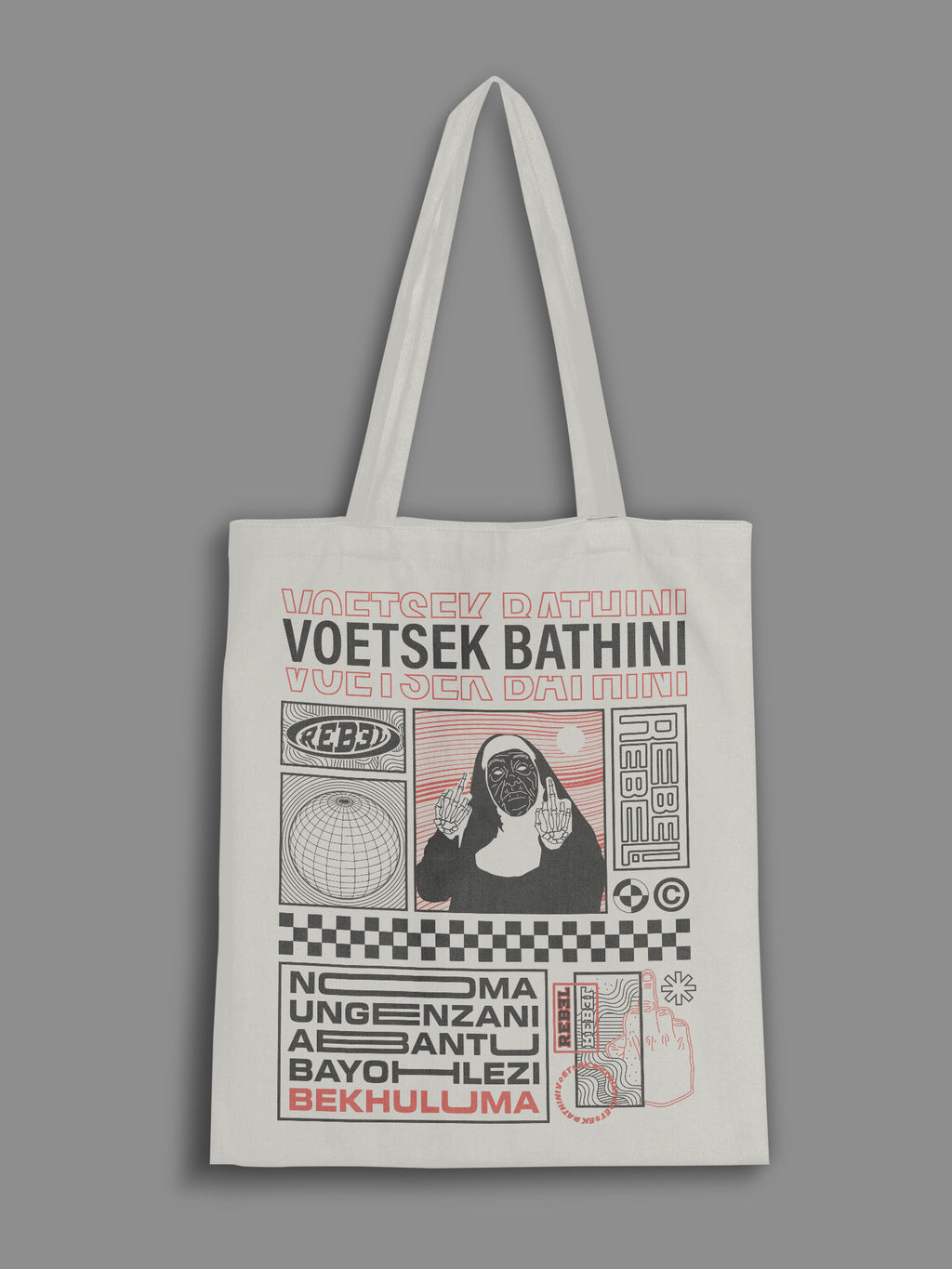 Voetsek Bathini - Nun Graphic - Tote Bag (White)